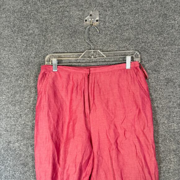 Eileen Fisher Pants Womens Medium Pink Salmon Linen Cropped Tapered Normcore - Picture 3 of 8